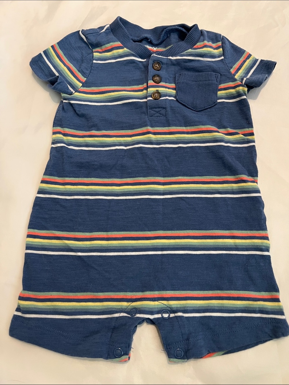 “Bundle 10/$13” Carter's 9m Navy Blue Striped Baby boy Henley Romper